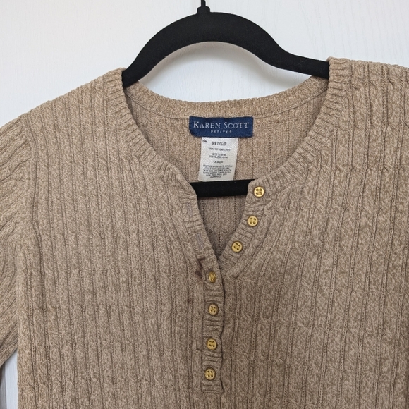 Karen Scott Beige Knit sweater - Picture 3 of 8